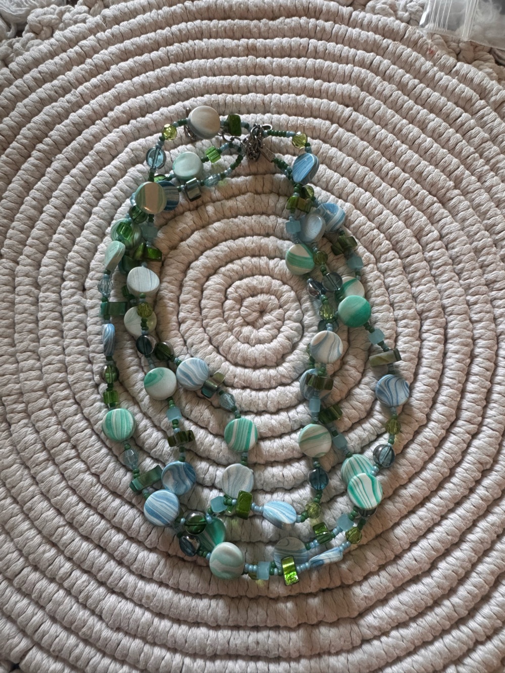 Handcrafted Green & Blue Beaded Women’s Necklace